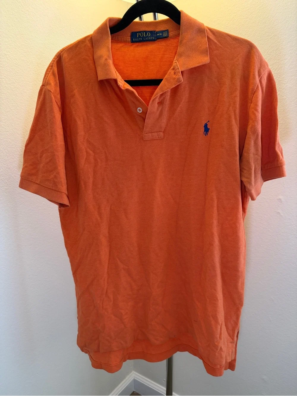 Ralph Lauren Orange Polo with Blue Pony Embroidery